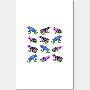 Watercolor Rainbow Poison Dart Frogs - Pastel Posters and Art